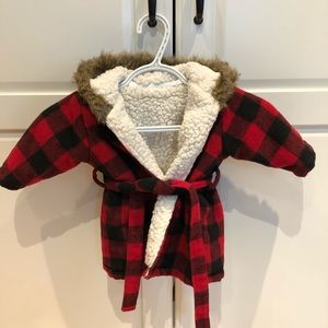 IndigoBaby cabin cozy buffalo check plaid robe.